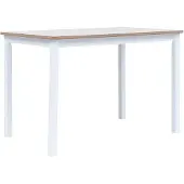 vidaXL Eettafel 114x71x75 cm massief rubberwood wit en bruin