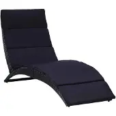vidaXL Ligbed met kussen poly rattan zwart