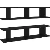 vidaXL Wandschappen 2 st 90x18x20 cm bewerkt hout zwart