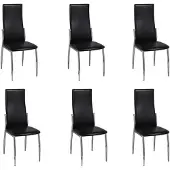 vidaXL Eetkamerstoel chroom en kunstleer zwart 6 st online kopen