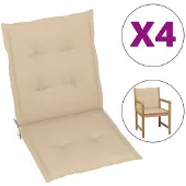 vidaXL Tuinstoelkussens lage rug 4 st 100x50x3 cm oxford stof beige