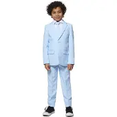 Opposuits kostuum lichtblauw Jongens Polyester Reverskraag Effen - maat 98/104