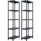 vidaXL Opbergrekken 2 st 125 kg 60x30x180 cm kunststof zwart
