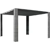 vidaXL Prieel met dak 300x300x220 cm poly rattan grijs en antraciet
