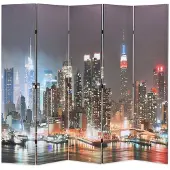 vidaXL Kamerscherm inklapbaar New York bij nacht 200x170 cm