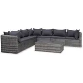 vidaXL 8-delige Loungeset met kussens poly rattan grijs