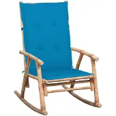 vidaXL Schommelstoel met kussen bamboe