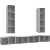 vidaXL Tv-wandmeubelen 4 st bewerkt hout betongrijs