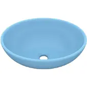 vidaXL Wastafel ovaal 40x33 cm keramiek mat lichtblauw