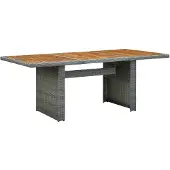 vidaXL Tuintafel poly rattan en massief acaciahout lichtgrijs