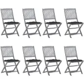 vidaXL Tuinstoelen 8 st inklapbaar met kussens massief acaciahout