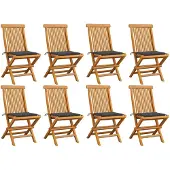 vidaXL Tuinstoelen 8 st met antracietkleurige kussens massief teakhout