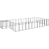 vidaXL Hondenkennel 22,99 m² staal zwart