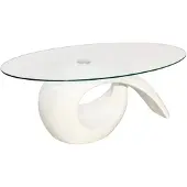 vidaXL Salontafel met ovaal glazen tafelblad hoogglans wit