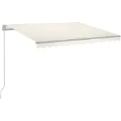 vidaXL Luifel handmatig uittrekbaar met LED 350x250 cm crèmekleurig