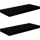 vidaXL Wandschappen zwevend 2 st 60x23,5x3,8 cm MDF hoogglans zwart