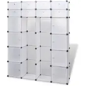 vidaXL Modulaire kast met 18 compartimenten wit 37 x 146 x 180,5 cm