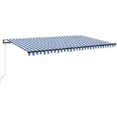 vidaXL Luifel automatisch met LED en windsensor 500x300 cm blauw wit