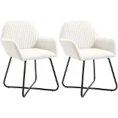 vidaXL Eetkamerstoelen 2 st stof crèmekleurig