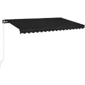vidaXL Luifel handmatig uittrekbaar met LED 400x350 cm antracietkleur