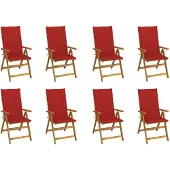 vidaXL Klapstoelen met kussens, 8 stuks, massief acaciahout