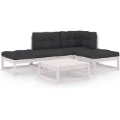 vidaXL 5-delige Loungeset met kussens massief grenenhout