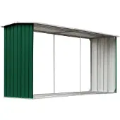 vidaXL Haardhoutschuur 330x92x153 cm gegalvaniseerd staal groen