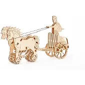 Wooden City modelbouwpakket Romeinse Strijdwagen hout - 130mm hoog x 220mm breed x 55mm diep - naturel kleur
