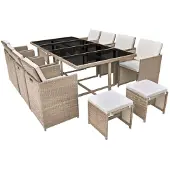 vidaXL Tuinset grijs/beige poly rattan 33-delig online kopen