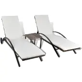vidaXL Ligbedden met tafel poly rattan bruin