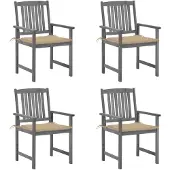 vidaXL Tuinstoelen 4 st met kussens massief acaciahout grijs