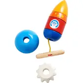 Haba rijgspel raket 16 cm hout 8-delig