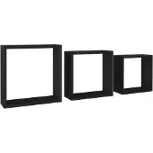 vidaXL Wandschappen kubus 3 st MDF zwart