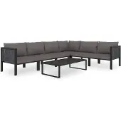 vidaXL 7-delige Loungeset met kussens poly rattan antraciet