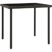 vidaXL Tuintafel 80x80x72 cm glas en staal antracietkleurig