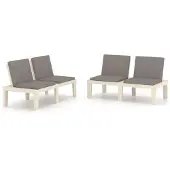 vidaXL Loungebanken 2 st met kussens kunststof wit
