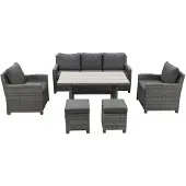 Van der Garde Tuinmeubelen VDG Delta lounge diningset - 6 delig- Organic grey