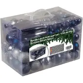 4seasonz kunststof kerstballen set 130 ballen, piek en snoer /blauw