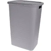 Bathroom Solutions Wasmand rotan met deksel grijs 60 liter - Wasmanden