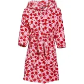 Playshoes fleece badjas Strawberries met aardbei dessin roze/rood All over print - 86/92