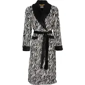 Irresistible Dames Badjas - Fleece - Zebra Zwart/Wit - Maat L
