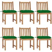 vidaXL Tuinstoelen 6 st met kussens massief teakhout