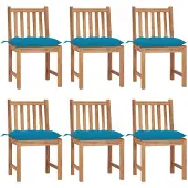vidaXL Tuinstoelen, 6 stuks met kussens, massief teakhout