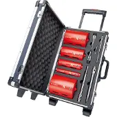 Carat HTESET0000 Diamantdroogboorset - 32 / 52 / 82 / 112 / 132mm + Adapters In Koffer