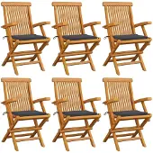 vidaXL Tuinstoelen 6 st met antracietkleurige kussens massief teakhout
