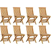 vidaXL Opklapbare stoelen met beige kussens, 8 stuks, massief teakhout