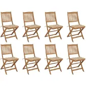 vidaXL Tuinstoelen 8 st inklapbaar met kussens massief acaciahout