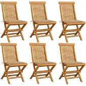 vidaXL Tuinstoelen 6 st met beige kussens massief teakhout