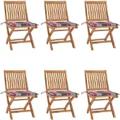 vidaXL Tuinstoelen 6 st inklapbaar met kussens massief teakhout