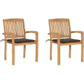 vidaXL Tuinstoelen 2 st met taupe kussens massief teakhout